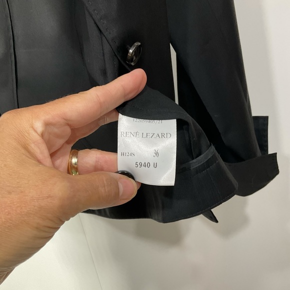 Rene’ Lezard Blazer Waist Jacket Wool Three Button Up Black Size 36 - Picture 9 of 12